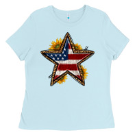 Baby Blue western 4th of july star Ladies Tee - HRA Design Shop