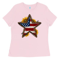 Bubblegum Pink western 4th of july star Ladies Tee - HRA Design Shop