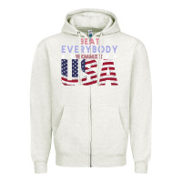Oatmeal Heather Usa Beat Everybody Zipper Hoodie - Bettercallsaul