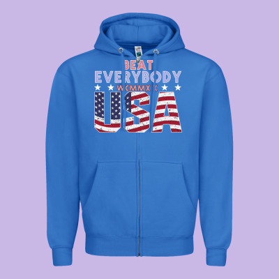 Usa Beat Everybody Zipper Hoodie Designed By Bettercallsaul