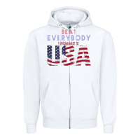 White Usa Beat Everybody Zipper Hoodie - Bettercallsaul