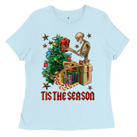 Baby Blue Skeleton tis the season Ladies Tee - FaDigitalArtStudio
