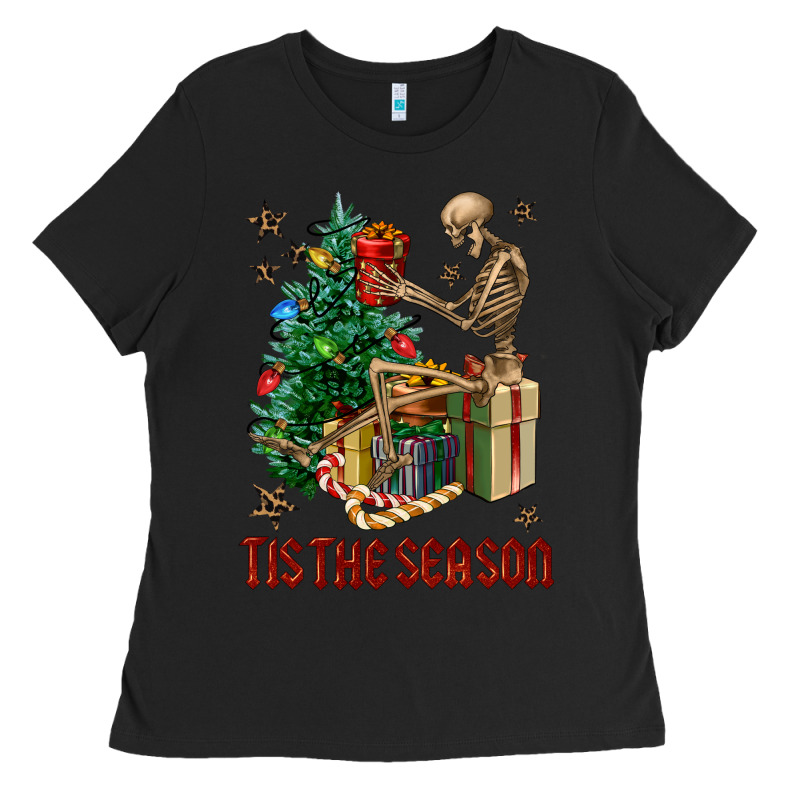 Skeleton Tis The Season Ladies Tee by FaDigitalArtStudio | Teevron