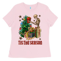 Bubblegum Pink Skeleton tis the season Ladies Tee - FaDigitalArtStudio