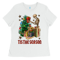 White Skeleton tis the season Ladies Tee - FaDigitalArtStudio
