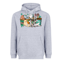 Heather Grey Dog coffee cups Heavyweight Hoodie - HowdyJamesFarm
