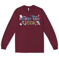Burgundy patient care tech Long Sleeve Tee - MaliasSmallBusiness