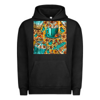 Pigment Black american football coffee cups with butterfly and leopard seamless patt Urban Hoodie - BundleAndBundleShop