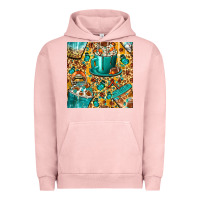 Pigment Salmon american football coffee cups with butterfly and leopard seamless patt Urban Hoodie - BundleAndBundleShop