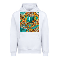 White american football coffee cups with butterfly and leopard seamless patt Urban Hoodie - BundleAndBundleShop