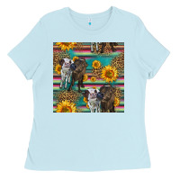Baby Blue two cute heifers seamless pattern Ladies Tee - HRA Design Shop