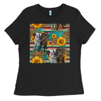 Black two cute heifers seamless pattern Ladies Tee - HRA Design Shop