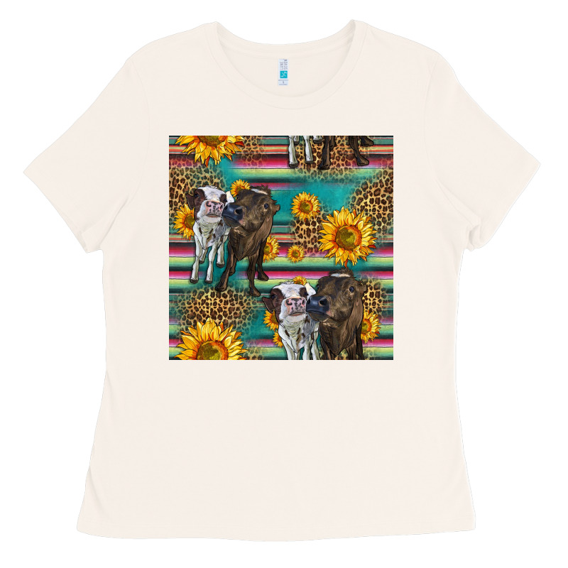 Two Cute Heifers Seamless Pattern Ladies Tee by HRA Design Shop | Teevron