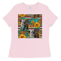 Bubblegum Pink two cute heifers seamless pattern Ladies Tee - HRA Design Shop