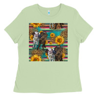 Matcha two cute heifers seamless pattern Ladies Tee - HRA Design Shop