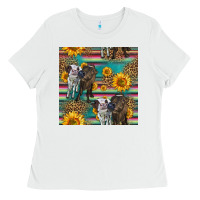 White two cute heifers seamless pattern Ladies Tee - HRA Design Shop