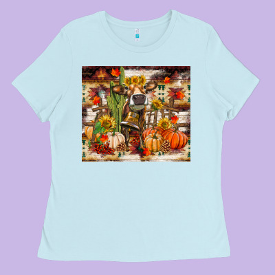 Fall Heifer Cow Ladies Tee Designed By Ranaportraitstore