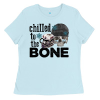 Baby Blue Chilled to the bone skull winter Ladies Tee - FaDigitalArtStudio