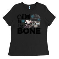 Black Chilled to the bone skull winter Ladies Tee - FaDigitalArtStudio