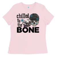 Bubblegum Pink Chilled to the bone skull winter Ladies Tee - FaDigitalArtStudio
