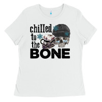 White Chilled to the bone skull winter Ladies Tee - FaDigitalArtStudio