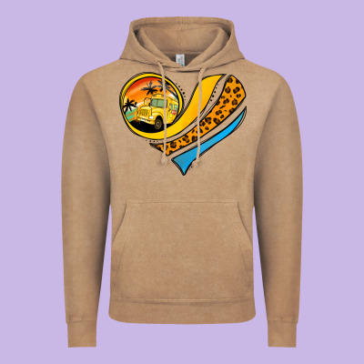 School Bus Heart Vintage Hoodie Designed By Jasminsmagicworld