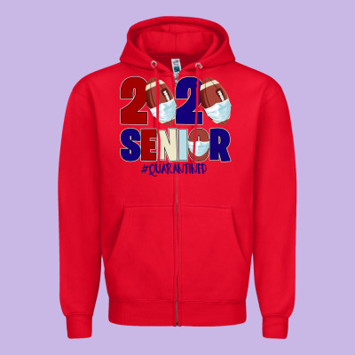 Quarantined Senior 2020 American Football Zipper Hoodie Designed By Bettercallsaul