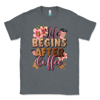 Charcoal Heather life begins after coffee Classic Tee - JahusDesignShop