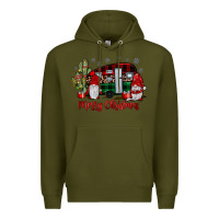 Army Green merry christmas gnome caravan Premium Hoodie - JahusDesignShop