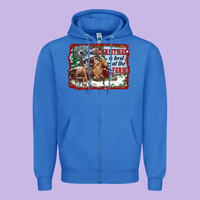 Christmas Is Best At The Farm Zipper Hoodie Designed By Ranaportraitstore
