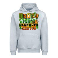Heather Grey Irish today hangover tomorrow  St. Patricks Day Urban Hoodie - FaDigitalArtStudio