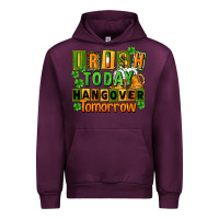 Mauve Wine Irish today hangover tomorrow  St. Patricks Day Urban Hoodie - FaDigitalArtStudio