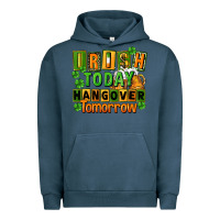 Pigment Midnight Navy Irish today hangover tomorrow  St. Patricks Day Urban Hoodie - FaDigitalArtStudio