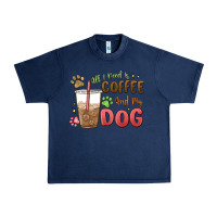 Navy all i need is coffee and my dog Urban Heavy Tee - MaliasSmallBusiness