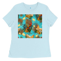Baby Blue poultry animals seamless pattern Ladies Tee - HRA Design Shop