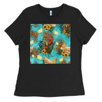 Black poultry animals seamless pattern Ladies Tee - HRA Design Shop