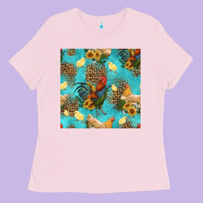 Poultry Animals Seamless Pattern Ladies Tee Designed By Hra Design Shop