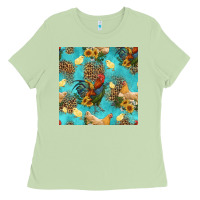 Matcha poultry animals seamless pattern Ladies Tee - HRA Design Shop