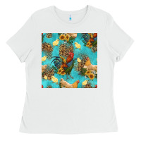 White poultry animals seamless pattern Ladies Tee - HRA Design Shop