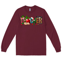 Burgundy christmas teacher Long Sleeve Tee - NancyCooperArtShop