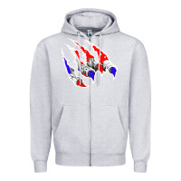 Heather Grey American Flag Claw Zipper Hoodie - Bettercallsaul