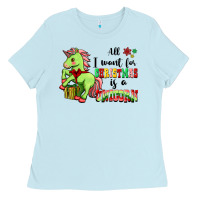 Baby Blue All I Want For Christmas Is A Unicorn Ladies Tee - FaDigitalArtStudio
