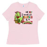 Bubblegum Pink All I Want For Christmas Is A Unicorn Ladies Tee - FaDigitalArtStudio