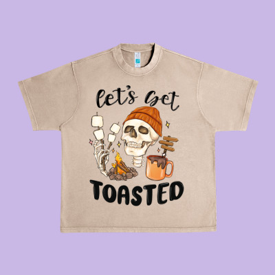 Let's Get Toasted Camping Urban Heavy Tee Designed By Maliassmallbusiness