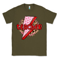 Army Green teacher lightning bolt valentines day Classic Tee - MaliasSmallBusiness