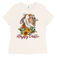 Bone Happy easter with bunny and sunflowers Ladies Tee - RanaPortraitStore