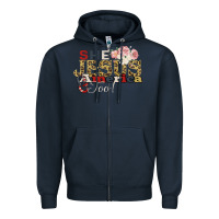 Navy She Jesus America Too Zipper Hoodie - Bettercallsaul