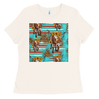 Bone longhorn bull seamless pattern Ladies Tee - HRA Design Shop