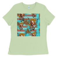 Matcha longhorn bull seamless pattern Ladies Tee - HRA Design Shop