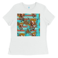 White longhorn bull seamless pattern Ladies Tee - HRA Design Shop